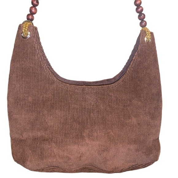 STACEY Designs Brown Corduroy Beaded Shell Bag - Picture 4 of 11